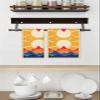 Abstract Mountain Light Dish Towels Waffle Kitchen Towels Set, Absorbent Quick Drying Towel Cleaning Hand Painting Yellow Sun Hand Towels for Bathroom 3 Pack Dish Cloths 15.7"x23.6" view 3