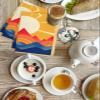 Abstract Mountain Light Dish Towels Waffle Kitchen Towels Set, Absorbent Quick Drying Towel Cleaning Hand Painting Yellow Sun Hand Towels for Bathroom 3 Pack Dish Cloths 15.7"x23.6" view 4