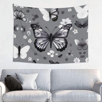 SSIMOO Gray Teal Butterfly Print Wall Hanging Tapestry,Artistic Decorative Tapestry 28.7x37.4 Inches Home Dcor
