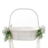MEUMITY 2Pcs Flower Girl Basket Handmade Rattan Basket with Handle Flower Girl Baskets for Weddings Foldable Handle and Artificial Stain Flower Basket for Wedding Ceremony Party Decoration view 1