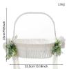 MEUMITY 2Pcs Flower Girl Basket Handmade Rattan Basket with Handle Flower Girl Baskets for Weddings Foldable Handle and Artificial Stain Flower Basket for Wedding Ceremony Party Decoration view 2