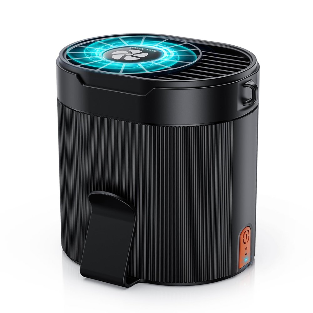 TEJINO Portable Fan, Personal Rechargeable Mini Waist Fan, 3000 mAh Battery Operated, Max 24H Working Time, 4 Speeds Clip Belt fan for Outdoor, Indoor, Jobsite, Traveling, Gifts for Men - Black