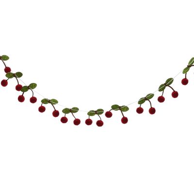 Muloo Soft and Realistic Handmade Cherry Felt Balls String Garlands for Party Accessory Vibrant and Cute Birthdays Decoration, Approx.5x4.5cm/1.97x1.77in, Wine Red