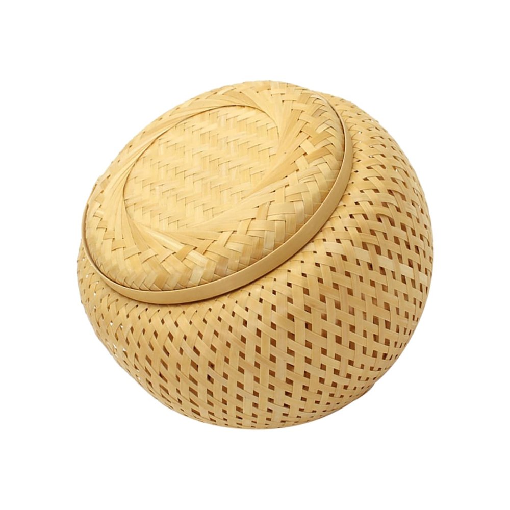 DECHOUS Bamboo Woven Storage Basket for Tea Leaves Practical Multi-function Tabletop Basket for Snacks and Decor Hand Woven Design Space-saving Natural Home Organizer
