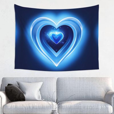 ZISHAK Baby Blue Heart Print Aesthetic Artistic Decoration Tapestry For Home Interiors All-Season,Versatile