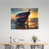 ZISHAK Boat Beach Sunrise Time Nautical Print Aesthetic Artistic Decoration Tapestry For Home Interiors All-Season,Versatile view 3