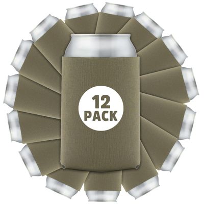 12 Pcs Bulk Blank Collapsible Can Coolers - Perfect For Sublimation Printing, HTV, Screen Printing or DIY Crafts (Taupe)