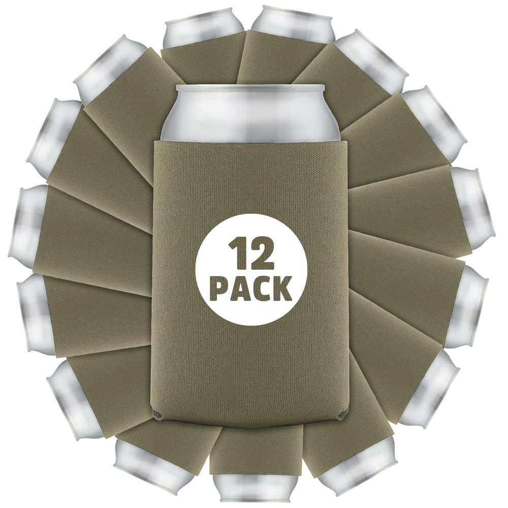12 Pcs Bulk Blank Collapsible Can Coolers - Perfect For Sublimation Printing, HTV, Screen Printing or DIY Crafts (Taupe)