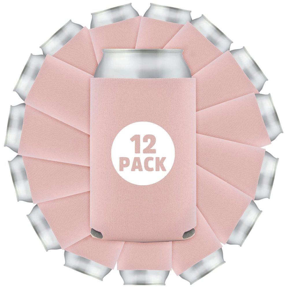 12 Pcs Bulk Blank Collapsible Can Coolers - Perfect For Sublimation Printing, HTV, Screen Printing or DIY Crafts (Dusty Rose)