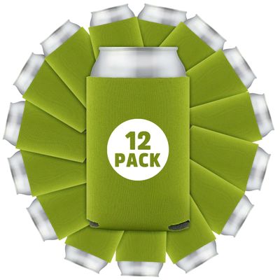 12 Pcs Bulk Blank Collapsible Can Coolers - Perfect For Sublimation Printing, HTV, Screen Printing or DIY Crafts (Olive)