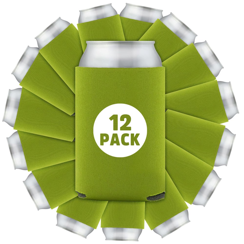 12 Pcs Bulk Blank Collapsible Can Coolers - Perfect For Sublimation Printing, HTV, Screen Printing or DIY Crafts (Olive)