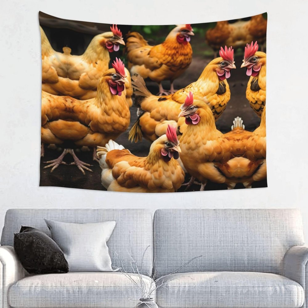 ZISHAK A Brood Of Chickens Print Art Decor Tapestry,Perfect For Home Decorations,Wall Disguise,Festival Settings