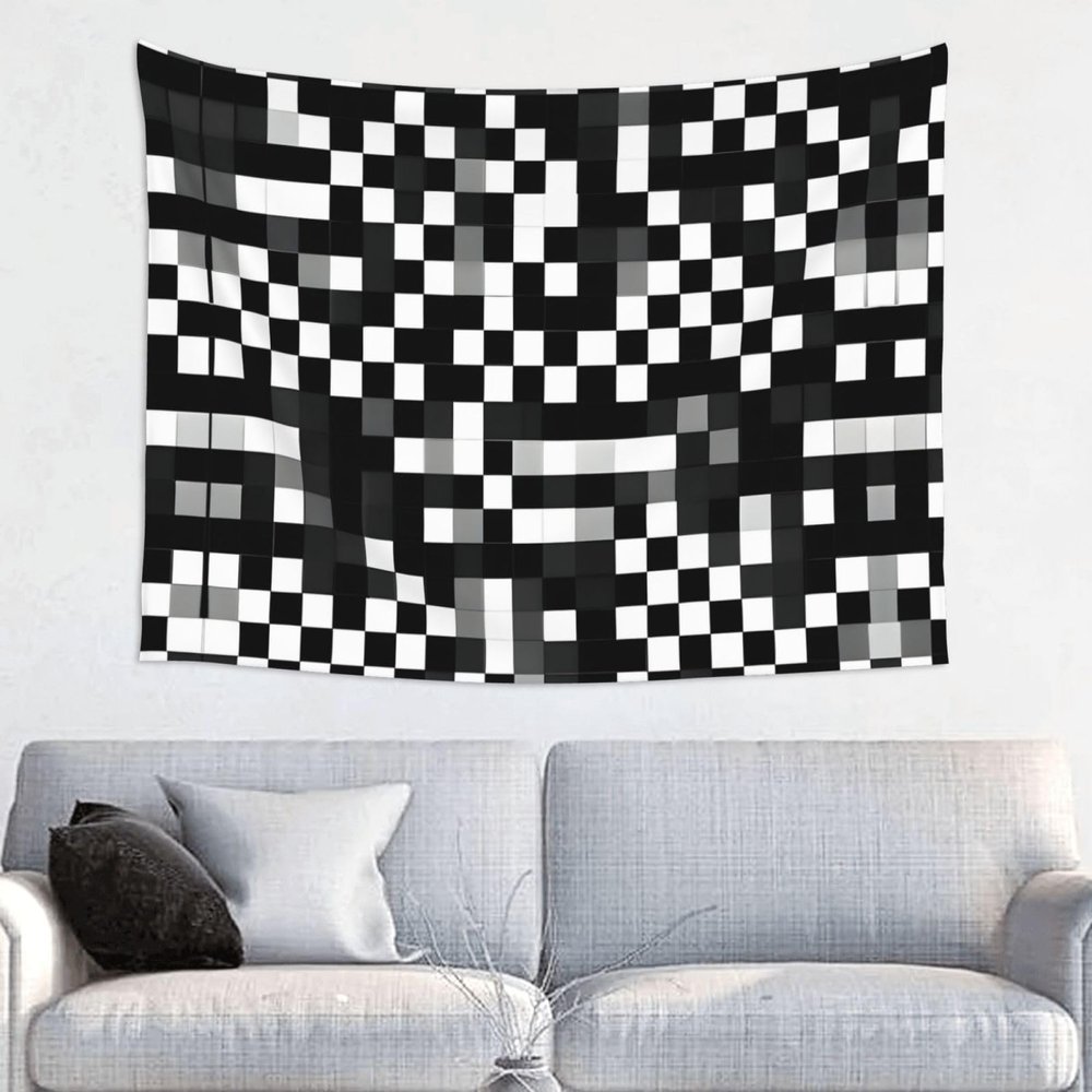 ZISHAK Black White Formula Checkered Pattern Print Art Decor Tapestry,Perfect For Home Decorations,Wall Disguise,Festival Settings