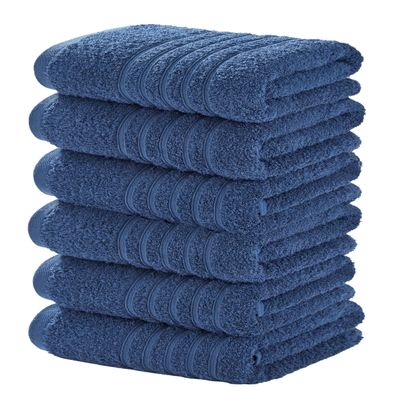 Aibaser Towels 6 Pack Bath Towel for Bathroom, 100% Cotton (24 x 48 Inches) High Absorbency Quick Drying (Blue)