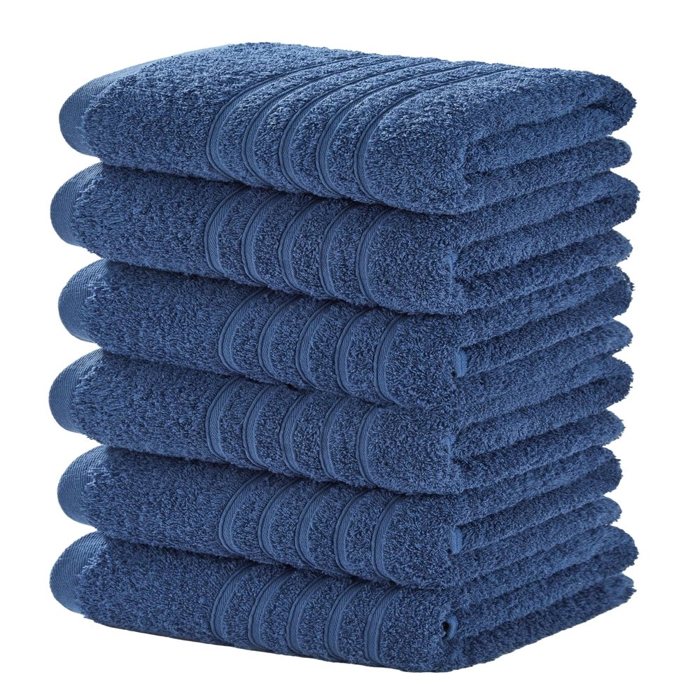 Aibaser Towels 6 Pack Bath Towel for Bathroom, 100% Cotton (24 x 48 Inches) High Absorbency Quick Drying (Blue)