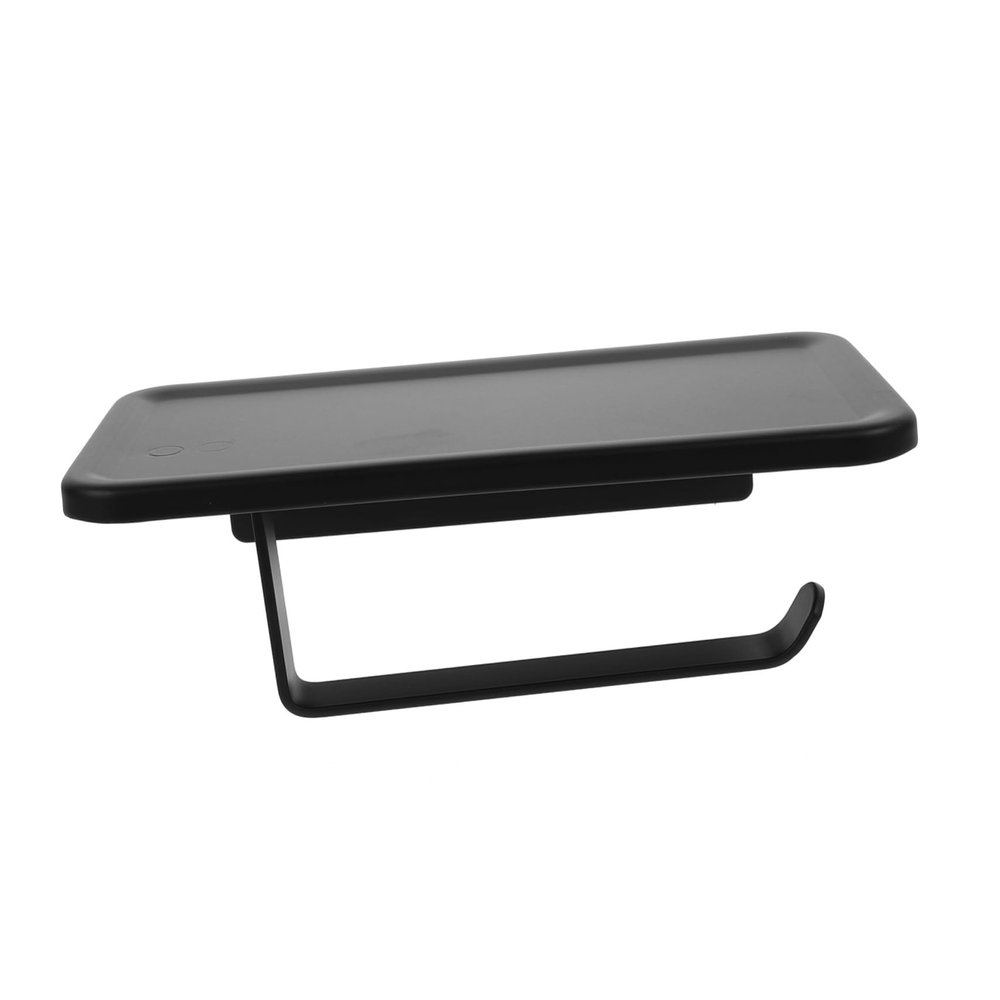 Hoement Wall Mount Paper Towel Holder Multipurpose Aviation Aluminum Storage Shelf for Kitchen Bathroom Strong Load Bearing Easy Installation and Elegant Design Black Color