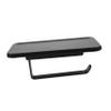 Hoement Wall Mount Paper Towel Holder Multipurpose Aviation Aluminum Storage Shelf for Kitchen Bathroom Strong Load Bearing Easy Installation and Elegant Design Black Color view 1