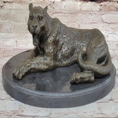 Milo`s Jaguar on Marble Base - Handcrafted Bronze Statue for Man Cave Decoration Home Handmade Art by Classy Bronze
