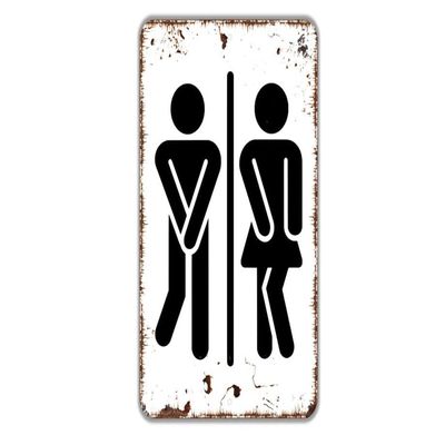 Funny Man Woman with Crossed Legs Gender Wall Art Sign, 8 x 12 Inches