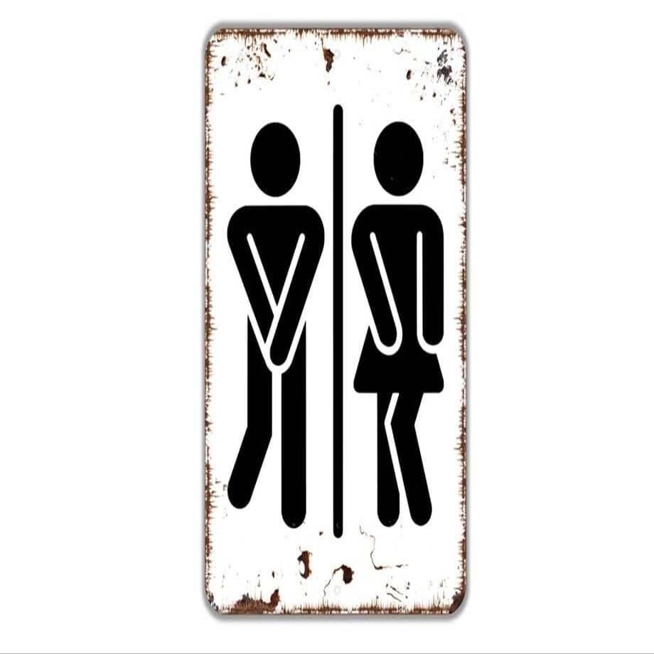 Funny Man Woman with Crossed Legs Gender Wall Art Sign, 8 x 12 Inches