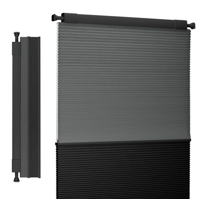 Boolegon Day and Night Cellular Shades No Tools No Drill Blinds for Window Cordless Easy to Install Honeycomb Shades Blackout&Filter Light Window Shades for Office Home, Black, 55" W x 36" H