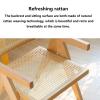 ESRADA Rattan Reading Chair for Bedroom Comfy Indoor Kitchen Dining Chair with Rattan Seat and Back Wood Chair for Home Living Room Farmhouse Restaurant Black view 2