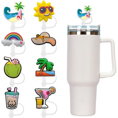 Stanley Cup 30 Oz & 40 Oz Tumblers with Handle - Straw Toppers & Covers, Funny Beach & Summer Straw Tips, Anti-dust Lids