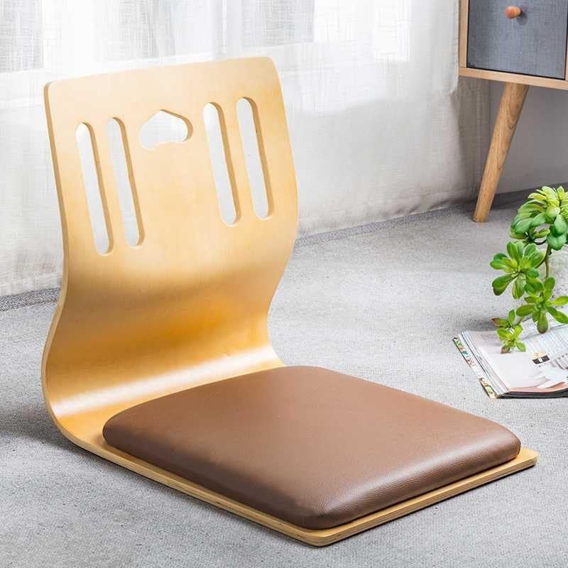Floor Chair Cushion Seat Japanese Style Tatami Living Room Furniture Asian Floor Zaisu Legless Chair Cherry Finish (Color : B1)