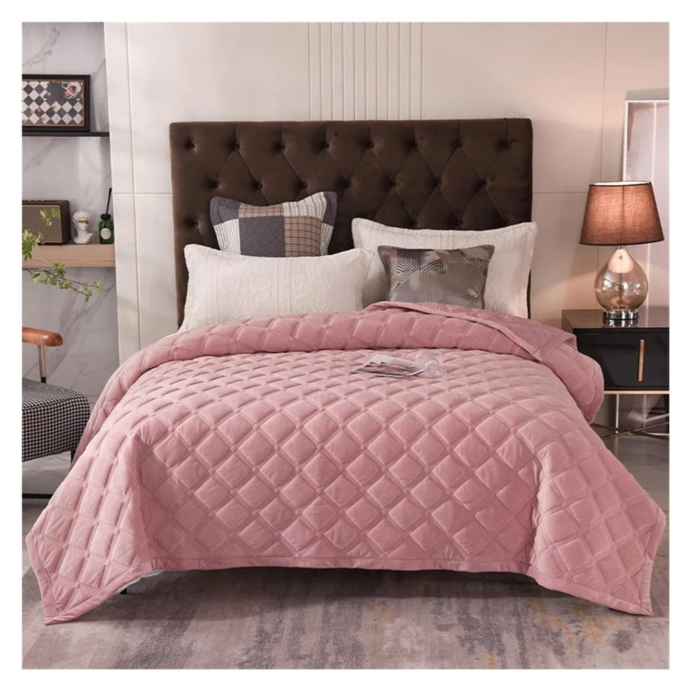 QuKan Bed, Thick Velvet Winter Bedspread on The Bed Plaid Blanket Bed Cover Mattress Topper Quilt Bed Linen Bedspreads for Double Bed Sheet