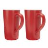 Linkidea 20oz Extra Large Tea and Coffee Mugs, Set of 2 Ceramic Tall Coffee Mugs with Handles, Teacups Large Capacity Cup for Latte, Beer, Hot Cocoa, Microwave and Dishwasher Safe, Red view 1