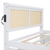Wood Bed Frame with Rattan Headboard Queen Size Platform Bed Frame with Drawers and Trundle Functional Bed with Sockets view 4
