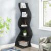 Tribesigns Corner Shelf, Modern 5-Tier Wall Corner Bookshelf, Stylish Corner Small Bookcase Storage Rack Plant Stand with Unique Shape for Living Room, Home Office, (1PC, Black) view 2