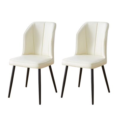 NONROTS 2PCS Dining Chair, Nordic PU Upholstered Hotel/Restaurant Back Chair, Simple Black Iron Chair Frame Desk Chair