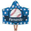 Yeshop Blue Baseball White Personalized Kids Hooded Bath Beach Towel,Beach Towel for Kids Birthday Boys Girls view 1