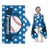 Yeshop Blue Baseball White Personalized Kids Hooded Bath Beach Towel,Beach Towel for Kids Birthday Boys Girls view 2