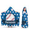 Yeshop Blue Baseball White Personalized Kids Hooded Bath Beach Towel,Beach Towel for Kids Birthday Boys Girls view 4