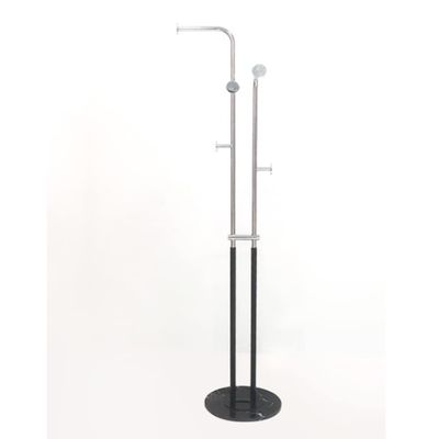 Entryway Coat Tree 66.1in Free Standing Metal Coat Rack with Stable Marble Base, Simple Wrought Iron Parallel Bar Type Coat and Hat Rack Industrial Coat Rack (Color : Silver+Black, Size : 32 * 168cm)