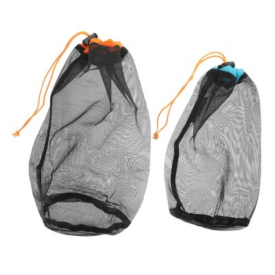 Yardwe 2pcs Travel Storage Bag Portable Mesh Hammock Organizer for Clothes Sneakers and Accessories Lightweight Durable Drawstring Design for Travel Camping and Outdoor Activities s