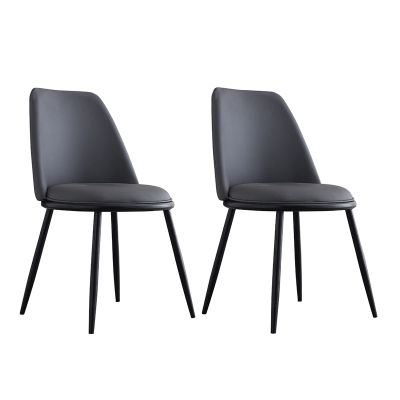 NONROTS 2PCS Dining Chair, Comfortable and Durable Leather Chair, Light Luxury Black Chair Frame backrest Chair