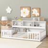 Brabrety Twin Floor Bed with Side Bookcase,Shelves,Solid Wood Frame with Safety guardrails, Suitable for Children and Teenagers' bedrooms (White#071) view 3