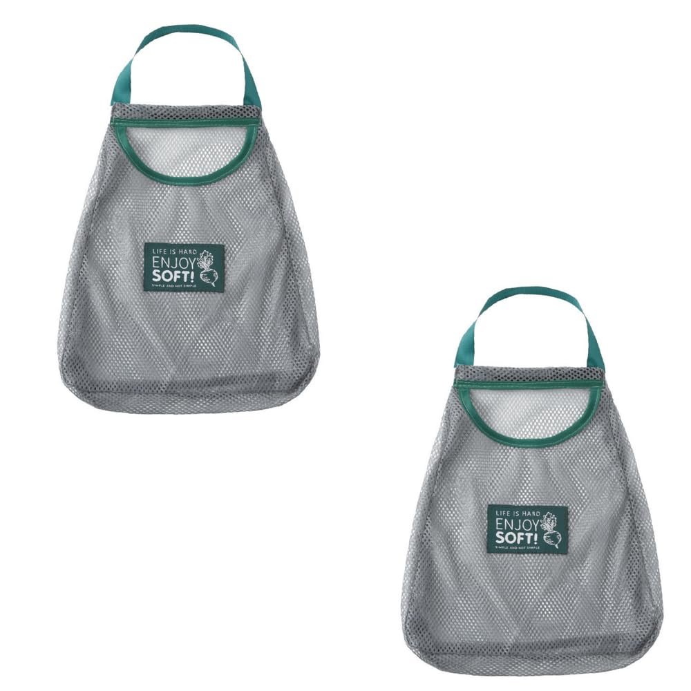 TopHomer 2 Packs Multi-Function Hanging Mesh Storage Bags Reusable Kitchen Fruit Veetable Breathable Mesh Bags for Shopping Travel Easy to Clean