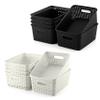 Set of 12 Plastic Storage Baskets Black & White for Shelves, Countertops, Desktops, Cabinets, Bedrooms view 1