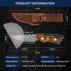 Meat Cleaver,Cleaver Knife, Handmade Damascus Fruit Knife Damascus Steel Blade Hunting Skinning Knife Fixed Blade Camping Survival Knife With Leather Sheath view 2