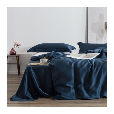 100% Silk Green Bedding Set 25 Momme Silk Bed Sheets Beauty Quilt Cover Set Pillowcase Queen King Bed Set,Comforts (Blue Queen)