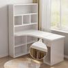 CraftThink Computer Desk, Wood Office Desk Sturdy Home Office with Open Cubes & Lots Storage Corner Desk in Modern Style for Home Bedroom Use, White 47" L x 23.5" W x 63" H view 1