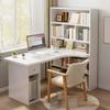 CraftThink Computer Desk, Wood Office Desk Sturdy Home Office with Open Cubes & Lots Storage Corner Desk in Modern Style for Home Bedroom Use, White 47" L x 23.5" W x 63" H view 2