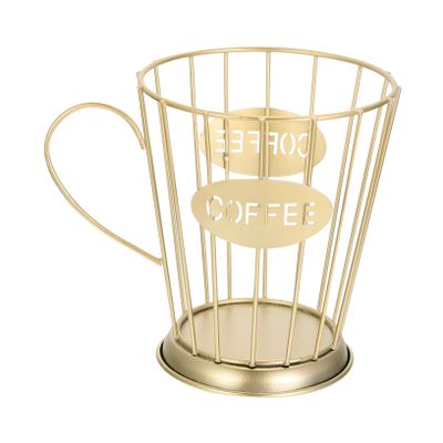 DECHOUS Coffee Capsule Storage Basket Stylish Cup-shaped Organizer for Coffee Small Gold Iron Design for Home Office and Use