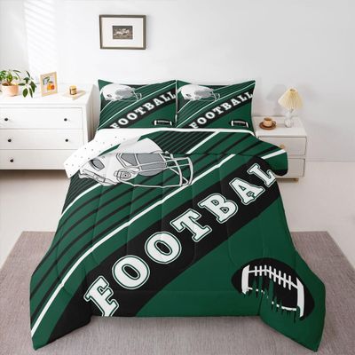 Erosebridal Gridiron Players Bedding Comforter Set Full 3Pcs - Boys Sports Seasonal Duvet Insert with 2 Pillowcases - Easter Gifts for Kids