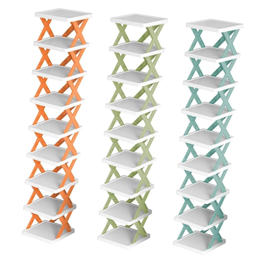 Hohopeti 9tiers Shoe Slots Organizer Tall Narrow Shoe Rack Stackable Design to Home