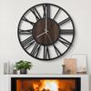 LEIKE Large Wall Clocks,Silent,Non Ticking,Battery Operated Big Retro Round Modern Wood Wall Clock for Living Room, Bedroom,Dinning Room,Farmhouse,Office,Home Decor-20 Inch(Black-Roman Numerals) view 1